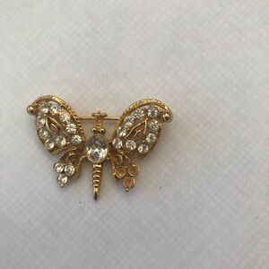 Lia Sophia Gold Crystal Butterfly Brooch